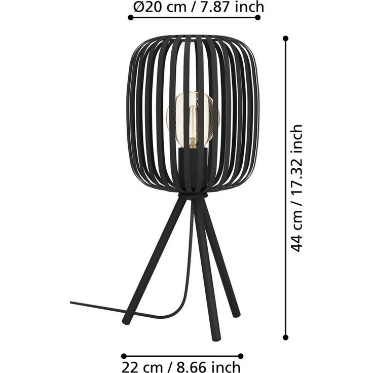 EGLO Tischlampe Romazzina, Stativ Nachttischlampe, Dreibein Tischleuchte aus Metall in Schwarz, Deko Schlafzimmer, Wohnzimmer Tisch Lampe mit E27 Fassung – Bild 2