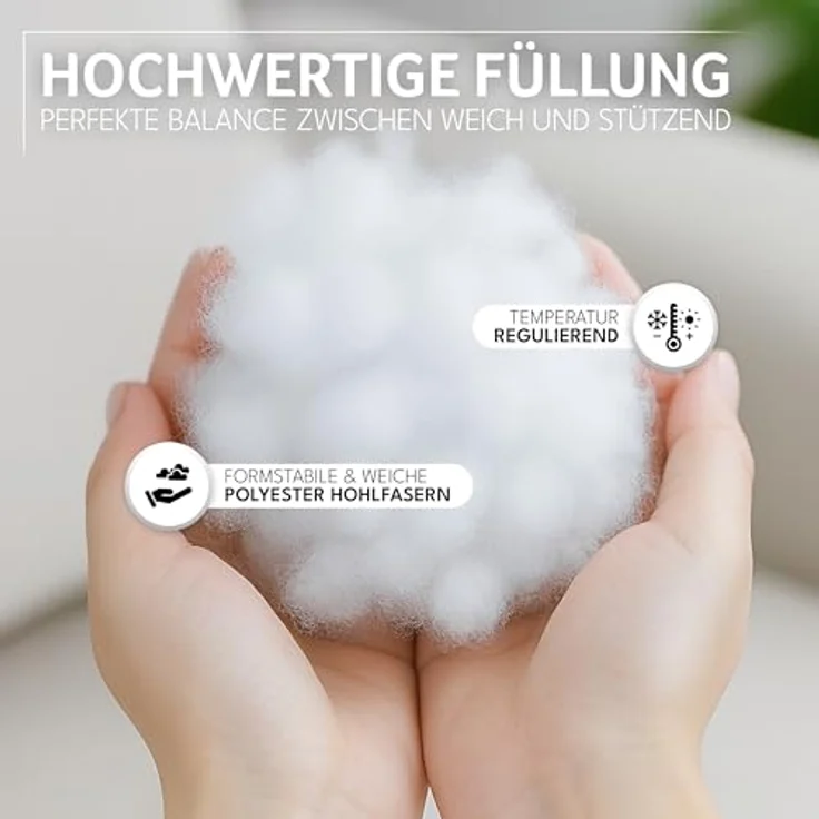 Gentle North Kopfkissen (30x30 cm groß) - 6er Set Kissen für Bett und als Dekokissen - Mit Reißverschluss für Füllung - Sofakissen - Zierkissen für Couch und Sofa - Ökotex - Waschbar bis 60° - Weiß – Bild 6