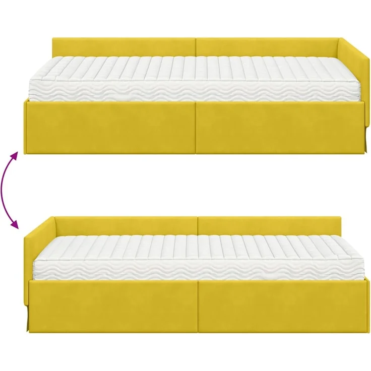 vidaXL Eckbettgestell mit Matratze Sonstiges 2 pcs Gelb Samt 3393650 – Bild 12