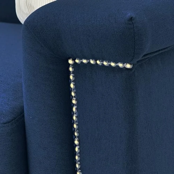 Ball & Cast 2 Sitzer Sofa mit Metallbeinen, Jugendsofa mit Klassischer Nietenverzierung, Elegant Skandinavischer Stil für Wohnzimmer, 172 x 81.5 x 73.5 cm (BxHxT), Blau – Bild 8