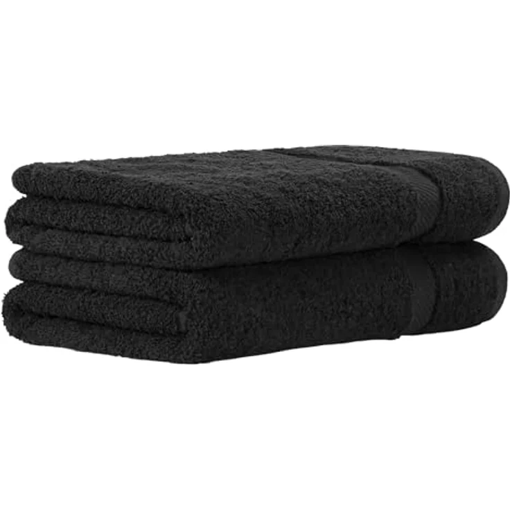 Luckytowel Duschtuch Set 70x140 cm, Oeko-TEX Frottee Handtücher aus 100% Baumwolle, 600 g/m² saugstark, 2er Pack Schwarz mit Aufhängeschlaufe – Bild 1