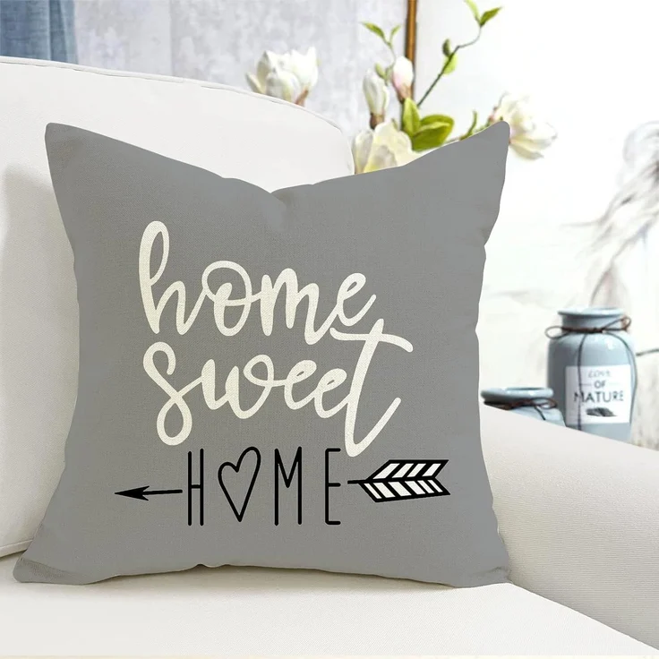 Kissenbezüge 45 × 45 cm 4er-Set Grau Geometrisch, Outdoor Leinen, Couch Bett Auto Dekokissen – Bild 2