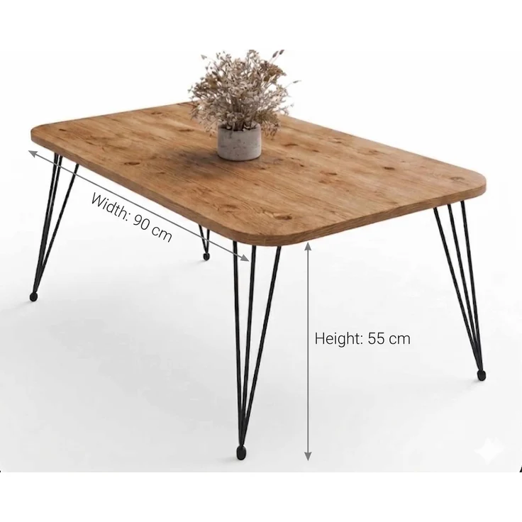 Skye Decor 'Peka247P - Pine' Couchtisch, Kiefer / Schwarz, 90 x 55 x 50 cm – Bild 3