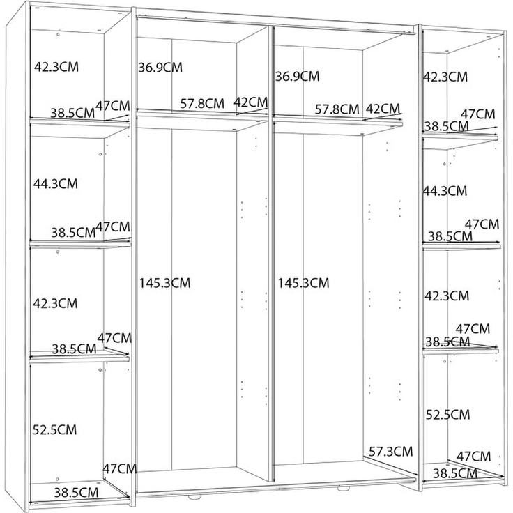 Wohn Schick KALIXTUS Kleiderschrank,Front Weiß (120A06) Artisan Eiche(D78)/Weiß120 - H 190 cm x T 51 cm x B 200 cm – Bild 4