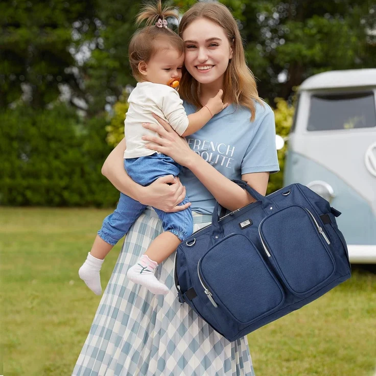 Wickeltasche mit Wickelunterlage Kinderwagen Haken multifunktional Unterwegs – Bild 3