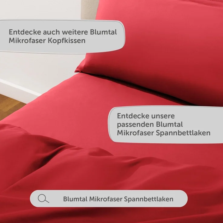 Blumtal Bettwäsche, 4 - Rot, 240x220cm + 2x 40x80cm – Bild 7