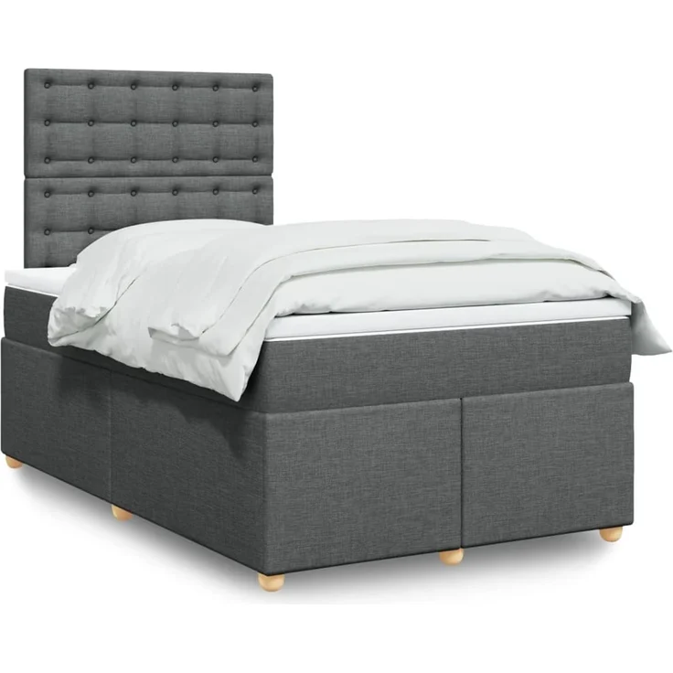 vidaXL Boxspringbett mit Matratze Dunkelgrau 120x200 cm Stoff 3293562 – Bild 1