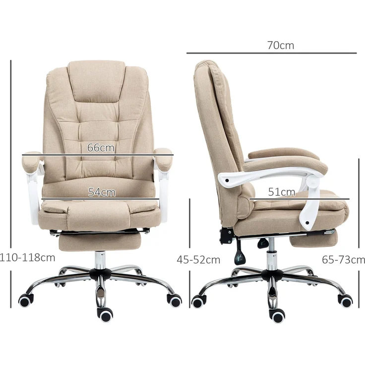 MELAYR, Chefsessel, Computerstuhl mit Fußstütze, 78 x 35 x 56 cm, Beige – Bild 5