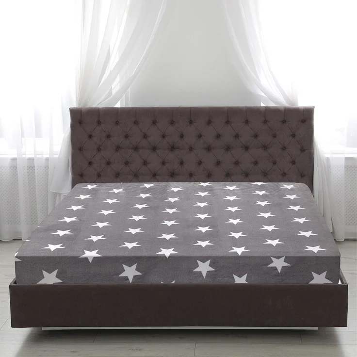 Spannbettlaken Cashmere Touch 90-100 x 200cm Anthrazit Sterne – Bild 1