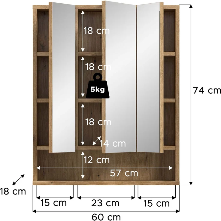 Aqua Spiegelschrank in Evoke Oak Nachbildung – Bild 4