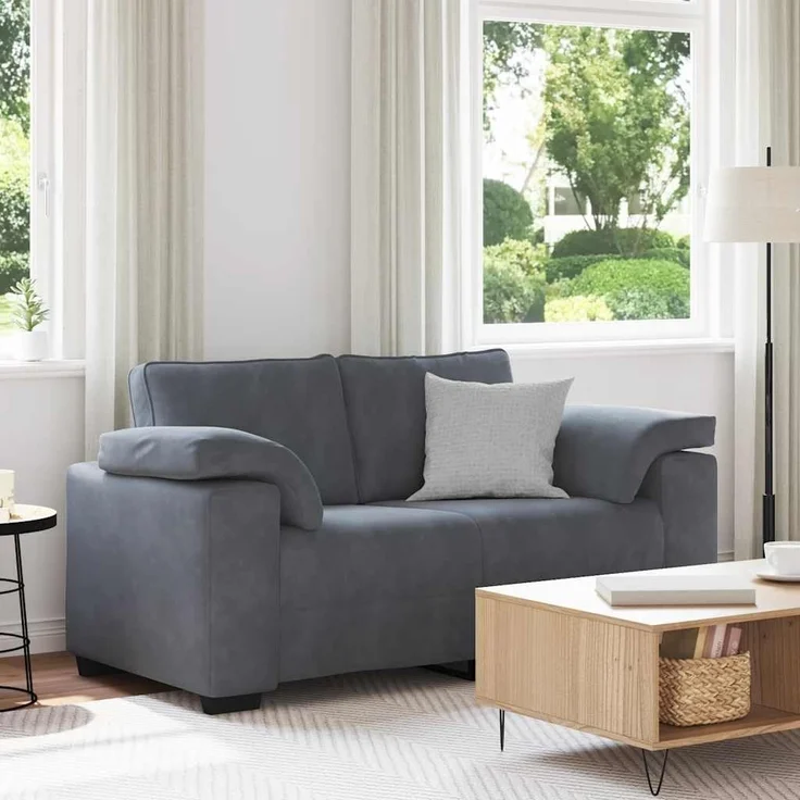 vidaXL Zweisitzer-Sofa Dunkelgrau 160x77x82 cm Samt 4105258 – Bild 2
