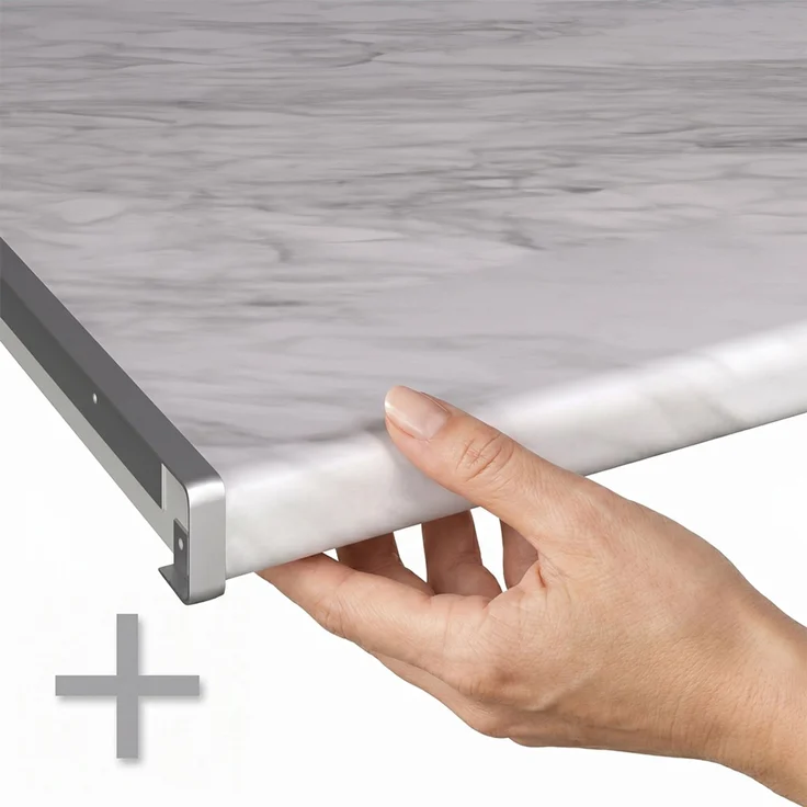 Küchenunterschrank R-Line Rot Hochglanz/Weiß 60 cm mit 1 Tür Arbeitsplatte Marmor Vicco – Bild 4