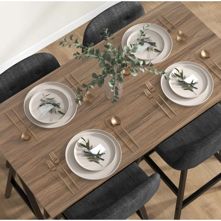 Bartisch-Set mit 4 gepolsterten Hockern, 120x60x91 cm, Dunkelgrau – Bild 9