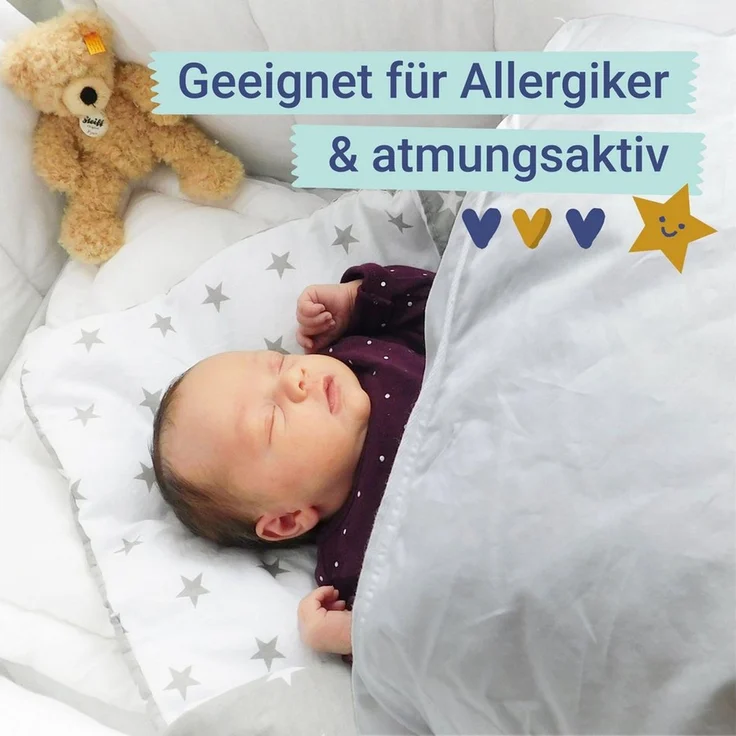 ZOLLNER Kinder & Kleinkinder Daunenbettdecke aus 90% Daunen und 10% Federn, 80x80 cm – Bild 4