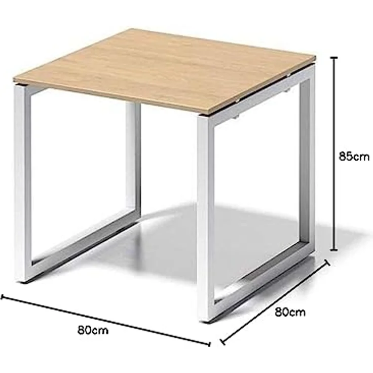 BISLEY Cito Schreibtisch, 740 mm höhenfixes O-Gestell, Metall, Mp396 Dekor Ahorn, Gestell Verkehrsweiß, 80 x 80 x 85 cm – Bild 2