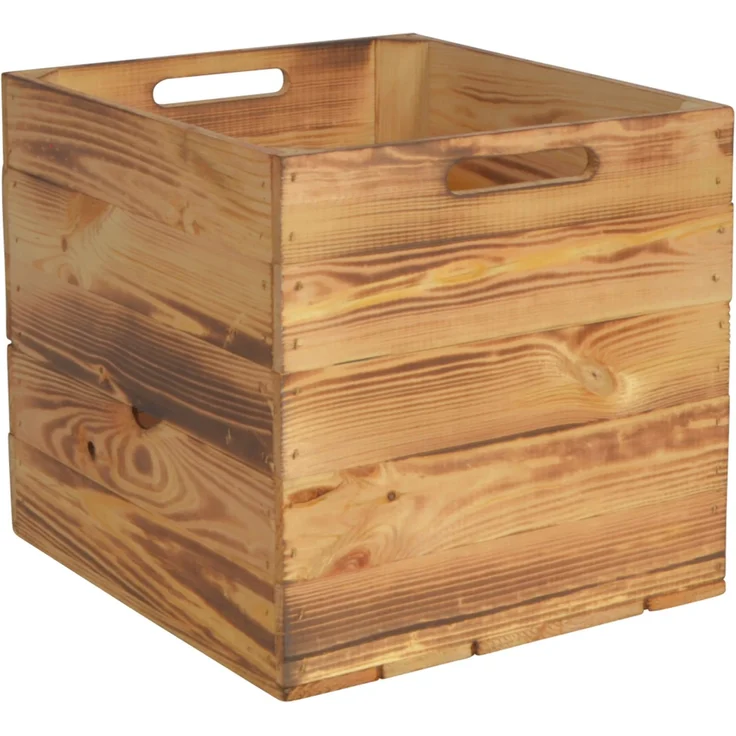 CHICCIE Holzkiste Kallax Aufbewahrungsbox Geflammt 33x38x33cm (2 St) – Bild 1
