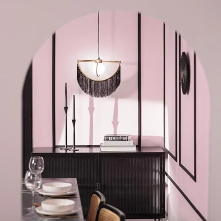 LEDKIA LIGHTING Pendelleuchte Dalila, Metall mit Fransen in Schwarz, G9, 33 cm Höhe – Bild 4