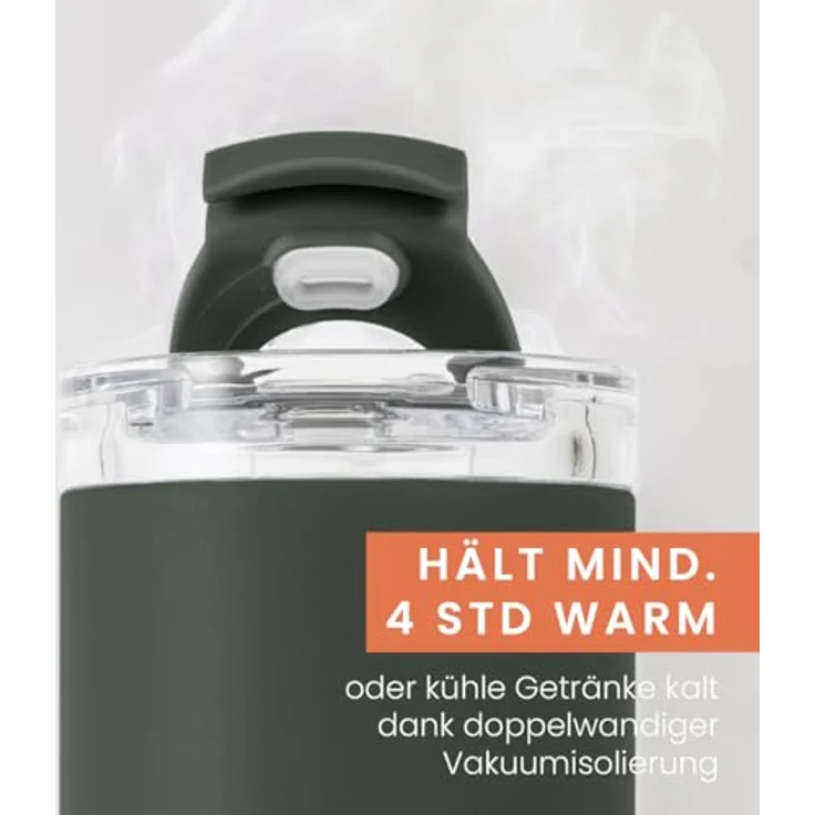 Groenenberg Thermobecher 350 ml aus recyceltem Edelstahl, 100% Auslaufsicher, hält mind. 4 h warm (Forest) – Bild 5