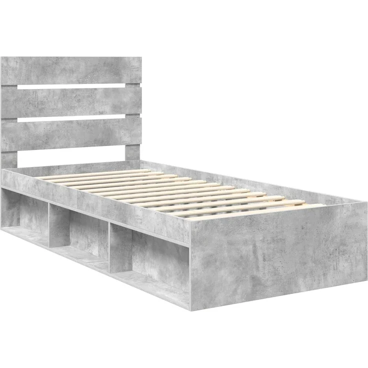 vidaXL Bettrahmen Beton Grau 100 x 200 cm Massives Kiefernholz 3411779 – Bild 3