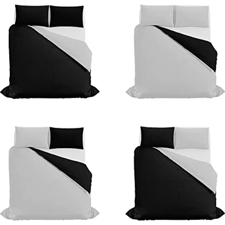 Italian Bed Linen Natural Color Doubleface Bettbezug, 100% Baumwolle, Turteltaube/Rauch, Doppelte – Bild 12