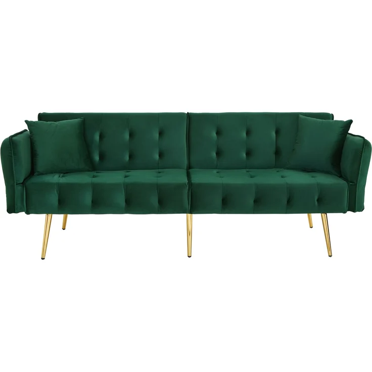 Merax Zweisitzer-Multifunktions-Sofabett mit Bettfunktion, verstellbarer Rückenlehne + mehrstelligen Armlehnen. Modernes Faltsofabett, Grün – Bild 9