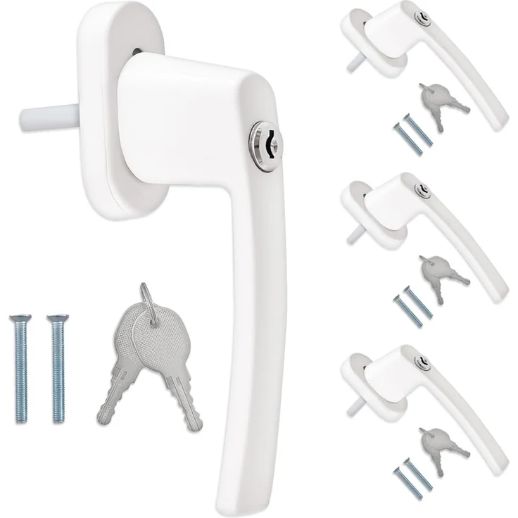 kwmobile Möbelgriff Fenstergriff Aluminium abschließbar 4x Stiftlänge 35mm weiß RAL 9016 (4-St)