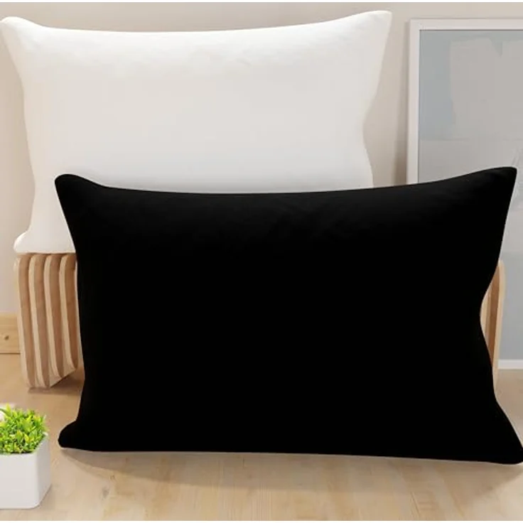 PETTI Artigiani Italiani 2er-Set Wende-Kissenbezüge 70x40 cm, hypoallergene Mikrofaser, Double-Face in Weiß Schwarz, ideal für Schlafzimmer und Sofa