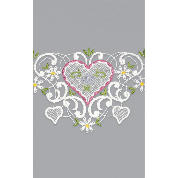 Scheibengardine Plauener Spitze - Herzallerliebst (Bx H) 128cm * 12cm rosa/Rosa – Bild 3