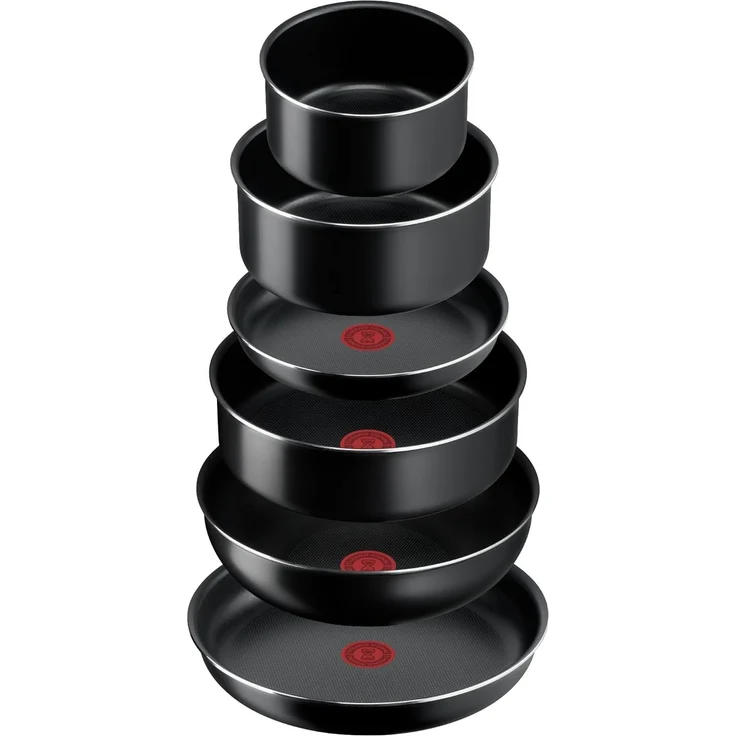 Tefal Ingenio Easy On 13-tlg. Kochgeschirr-Set, 2x Pfannen, 2x Kasserollen mit Deckel, 1x Wokpfanne, 1x Schmorpfanne mit Deckel, 2x Kunststoffdeckel, 2x abnehmbarer Griff, Schwarz, L1599243 – Bild 1