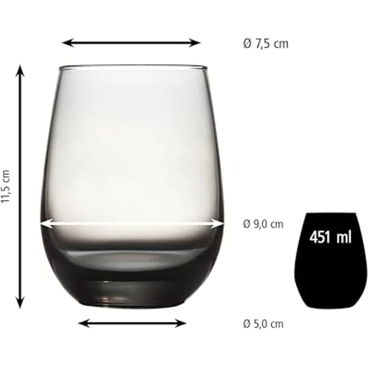 LIBBEY Gläser-Set Libbey Weinglas, 12er Set -STEMLESS-, 12-tlg, Glas, 451 ml, hochwertig verarbeitet, im modernen Design – Bild 3