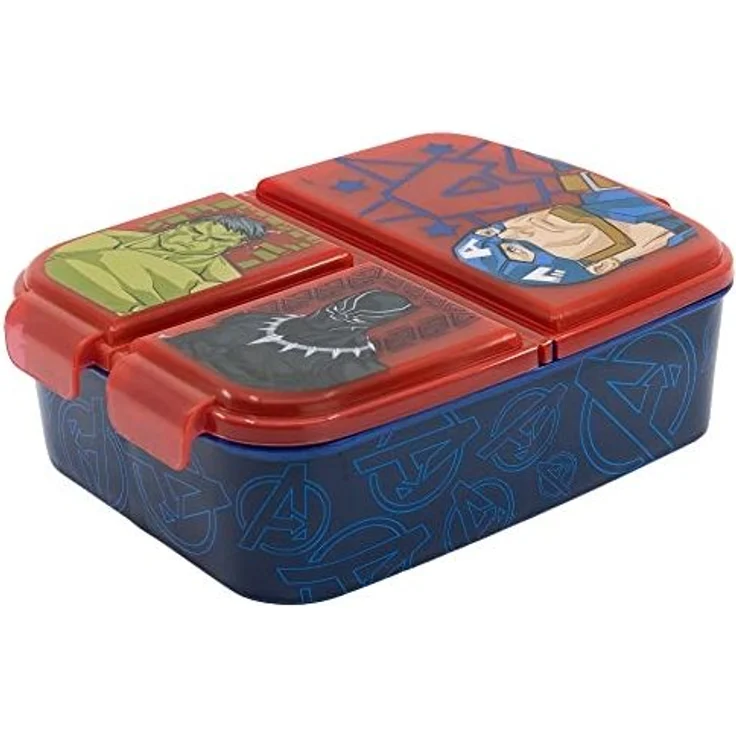 Lunchbox für Kinder mit 3 Fächern aus Kunststoff verschiedene Motive Avengers – Bild 1