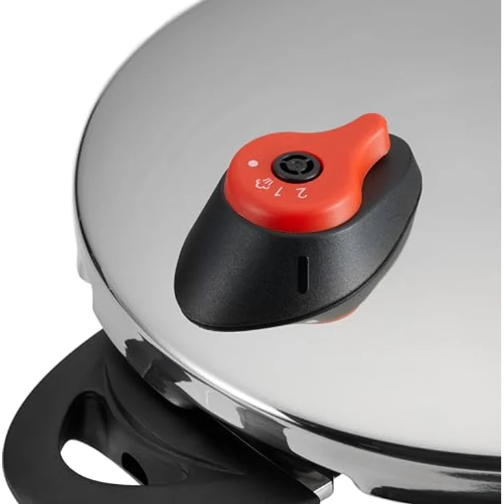 Amazon Basics Schnellkochtopf aus Edelstahl - mit Dampfgarer, induktionsgeeignet - 6 Liter, Silber – Bild 5