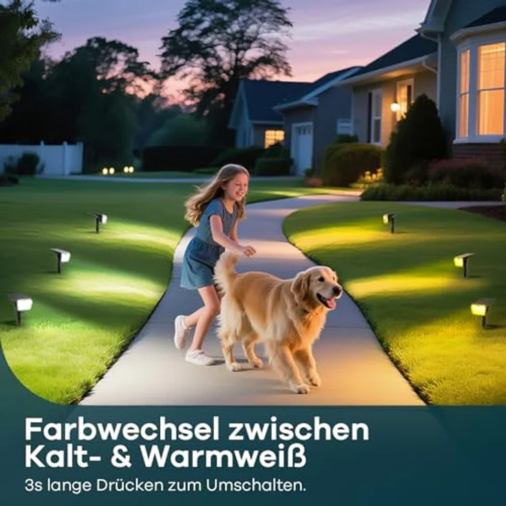 Linkind solarlampen 2 in 1 Solar Strahler Außen mit Bewegungsmelder 3000K & 6500K, 60-LEDs Außen Gartenstrahler mit Dauerlicht und Lade-anzeige, IP67 Wasserdicht Solar Wegelampen 8M/120°, 3 Stück – Bild 4