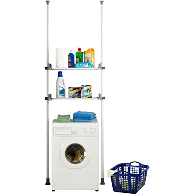 WENKO Teleskopregal Modell Herkules Twin, Set, 2 Trägerstangen, 2 verstellbare Ablagen, ideal für Bad & Abstellkammer – Bild 3
