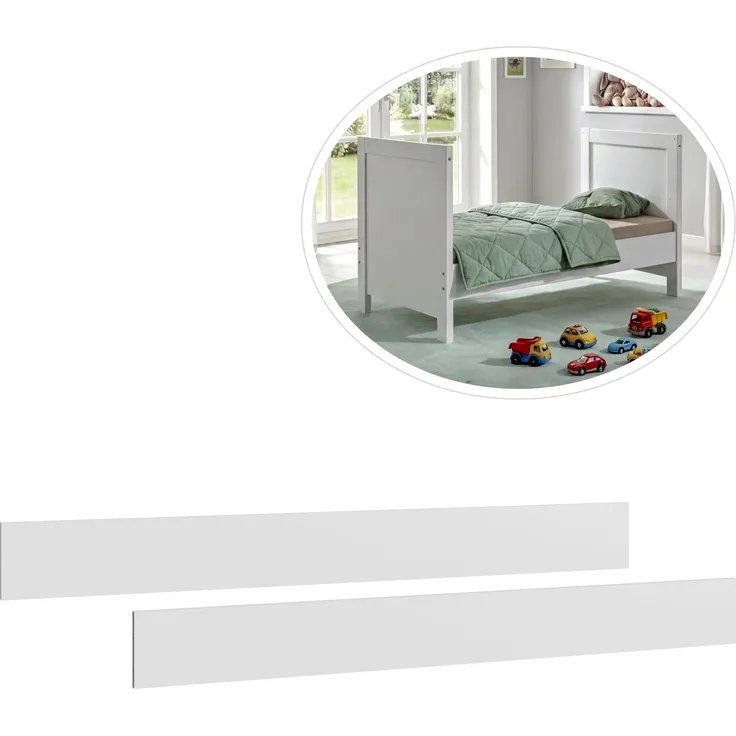 Babyzimmer-Set Zubehör: Seitenteile für Babybett zum Umbau als Juniorbett Weiß