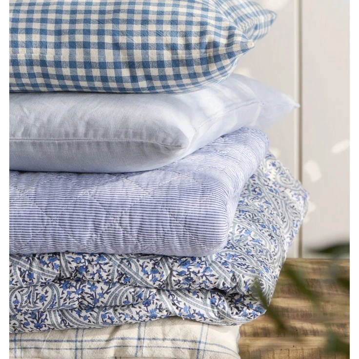 Ib Laursen - Decke Quilt Tagesdecke Gestreift Dunkelblau Weiß 180x130cm 0788-39 – Bild 3