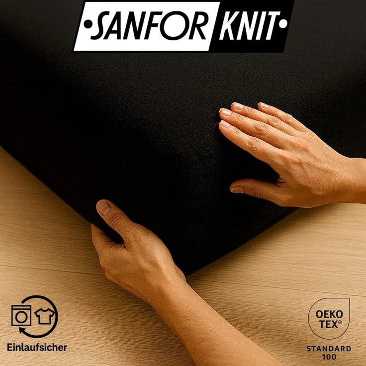 EXKLUSIV HEIMTEXTIL Jersey Spannbettlaken Premium 90 x 200 cm Schwarz 100% Baumwolle Öko - Tex Zertifiziert Bed-Sheet Bettlaken Spannbetttuch Topper Leinentuch – Bild 5