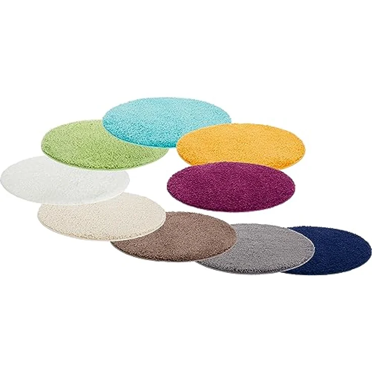 Brandsseller Badematte Rund Ø 60 cm Badteppich Badvorleger Badezimmerteppich Duschvorleger Schwarz – Bild 8