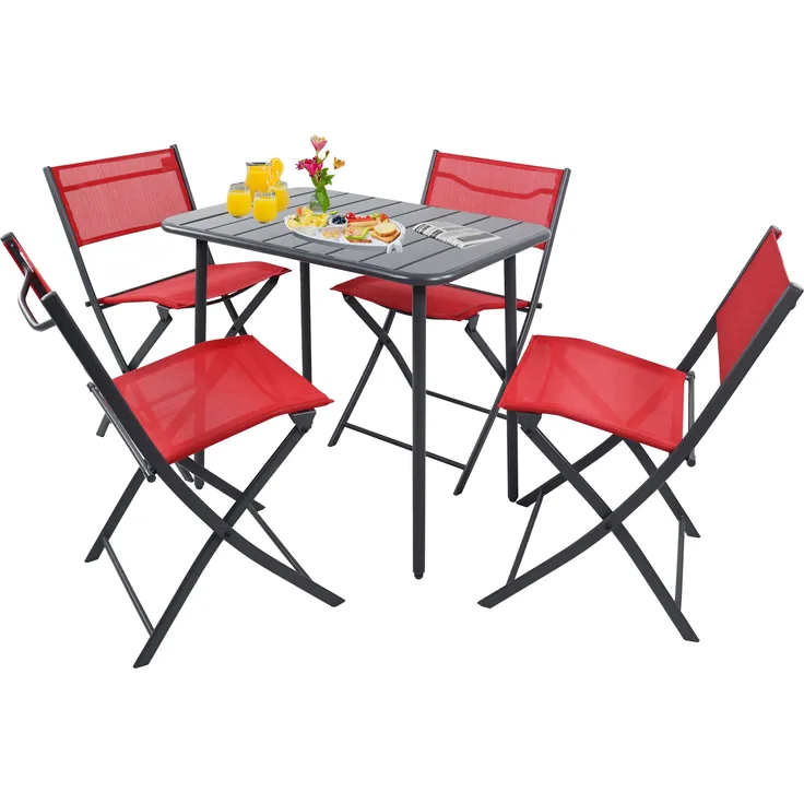 VCM Gartenmöbel-Set Sumila 920556 Rot H. 79 x B. 45 x T. 46 cm
