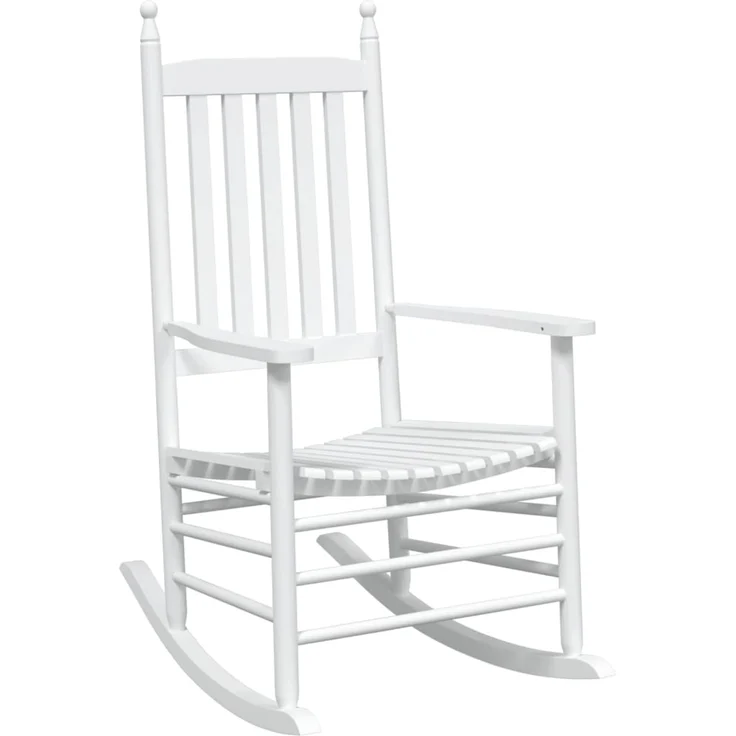 vidaXL Schaukelstühle mit Gebogenen Sitzen 2 Stk Weiß Massivholz Tanne 3281588 – Bild 4