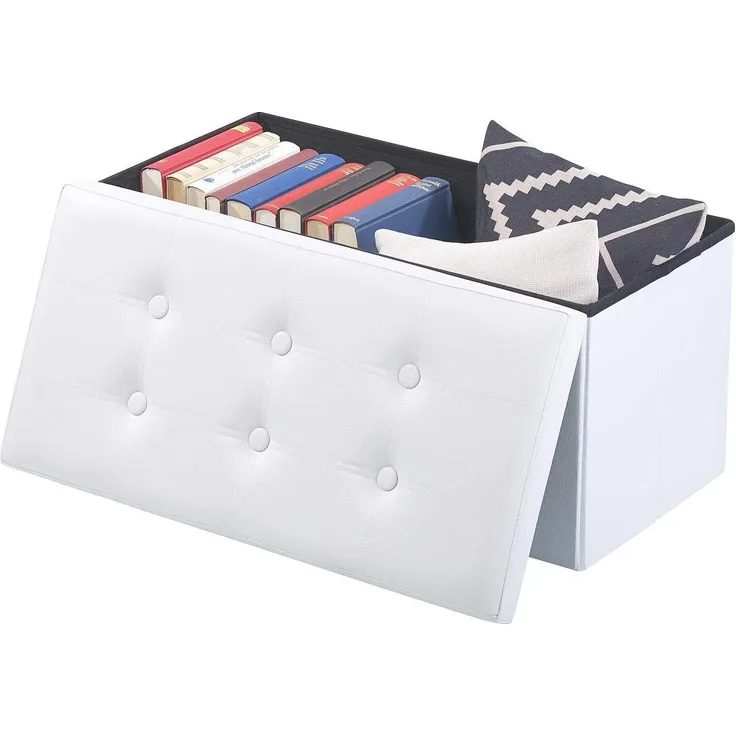 infactory Sitzbox: Faltbare 2in1-Sitzbank und -truhe, 80 l, bis 300 kg, Kunstleder, weiß (Faltbare Sitzbox)