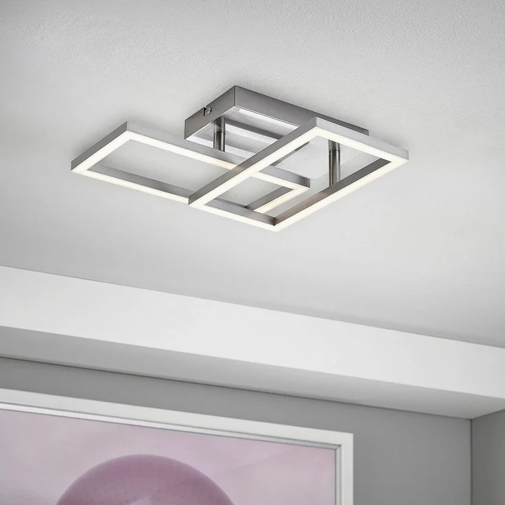 MeLiTec LED Deckenleuchte D127, LED fest integriert, warmweiß, aus Metall, schwenkbare Rahmen, warmweiß, eckig, moderne Deckenlampe – Bild 2