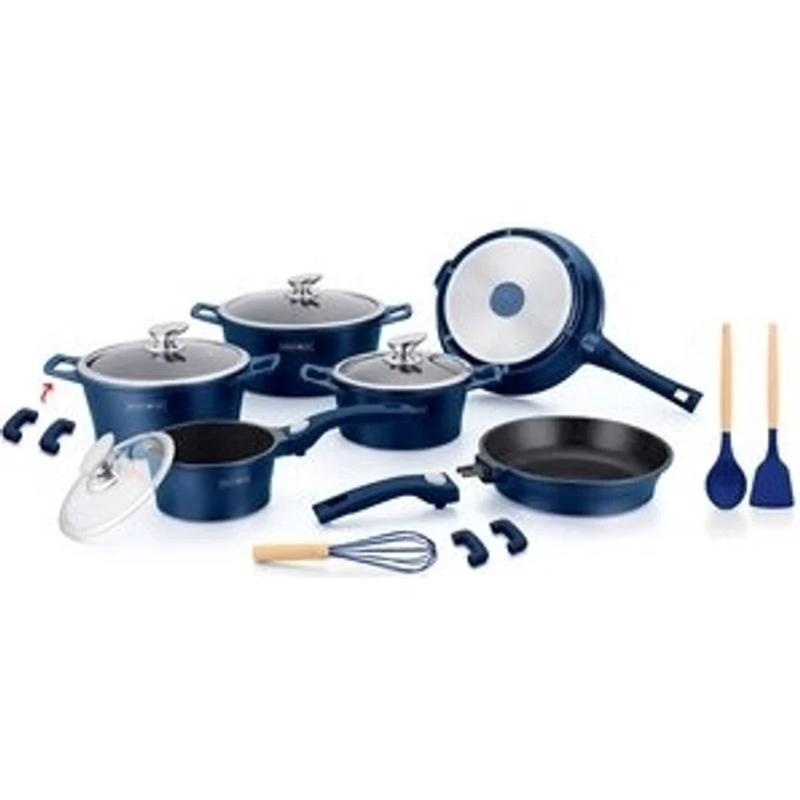 Kochtopf Kasserolle Bratpfannen Set 17-tlg Royalty Line RL-ES2014M Blau – Bild 6