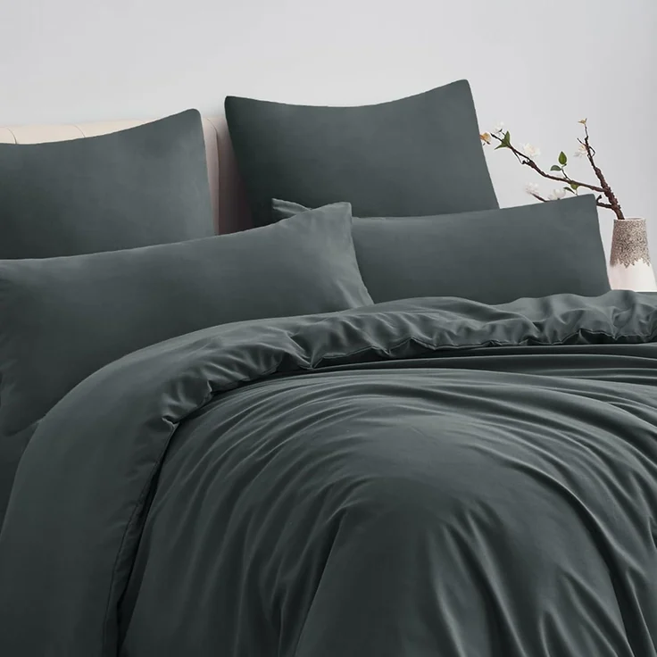 Bettwäsche Set 200x220 Grau Mikrofaser Reißverschluss 3tlg weich & bügelfrei – Bild 5
