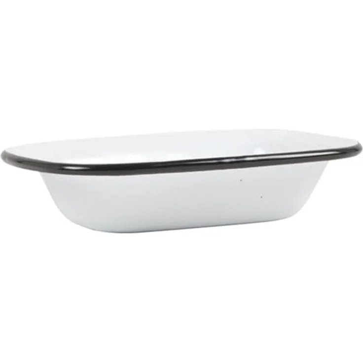 Laursen - Seifenschale Emaille Weiß Rand Schwarz (0408-11) Schale Shabby Vintage