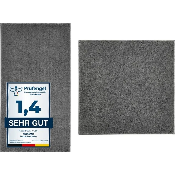Andiamo Badematte Arezzo, Höhe 16 mm, rutschhemmend beschichtet, fußbodenheizungsgeeignet, schnell trocknend, Polyester, quadratisch, 2er-Set quadratisch 80x80 cm / rechteckig 60x100 cm, Uni Farben, auch in rund und als 2er Set erhältlich – Bild 4