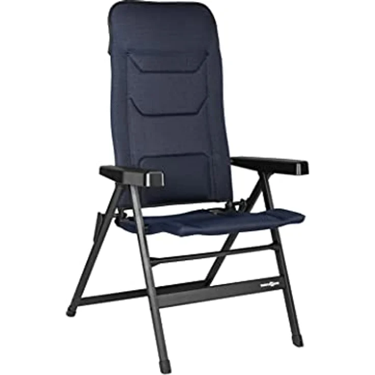 BRUNNER Medium Rebel Pro (S-M-L) Klappstuhl für Camping, Garten, Terrasse, Aluminium, 5-Fach verstellbar, belastbar bis 150 kg, hohe Rückenlehne, schwarz oder blau, Polyester, dunkelblau – Bild 1