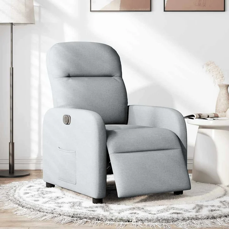 vidaXL Relaxsessel Elektrisch Hellgrau Stoff 3302952 – Bild 1