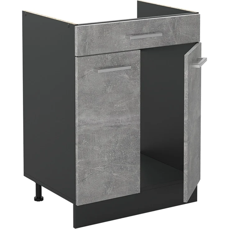 Küchenunterschrank R-Line Beton/Anthrazit 60 cm mit Schublade Arbeitsplatte Anthrazit Vicco – Bild 3