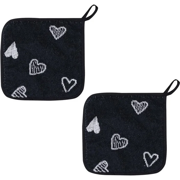 Kracht Topflappen Herzlich, (Set, 2-tlg, Set), 2er Set Topflappen, Baumwoll Frottier, ca. 22x22 cm